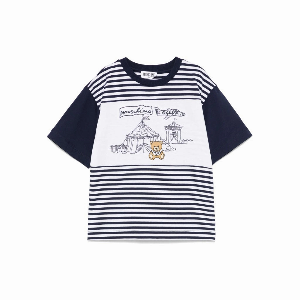 Breathable touch Moschino Kids Teddy Graphic Striped T-shirt