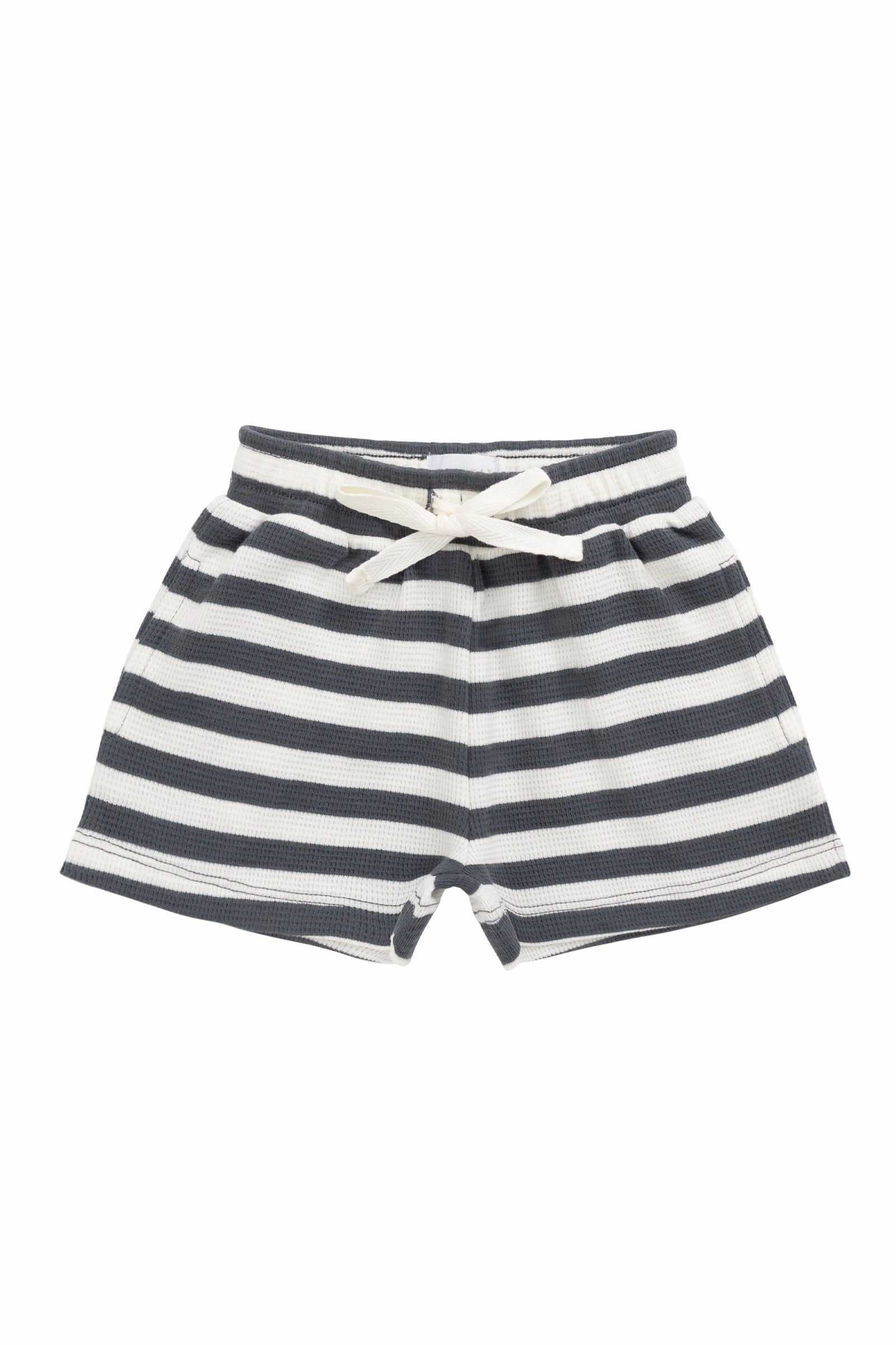 Organic Cotton Waffle Leith Short - Oliver Stripe Atlantic/Cloud Chill Ready