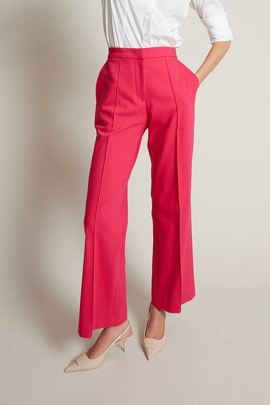 StretchWaistband Preston Pin Tuck Pants With Slant Pockets - Raspberry