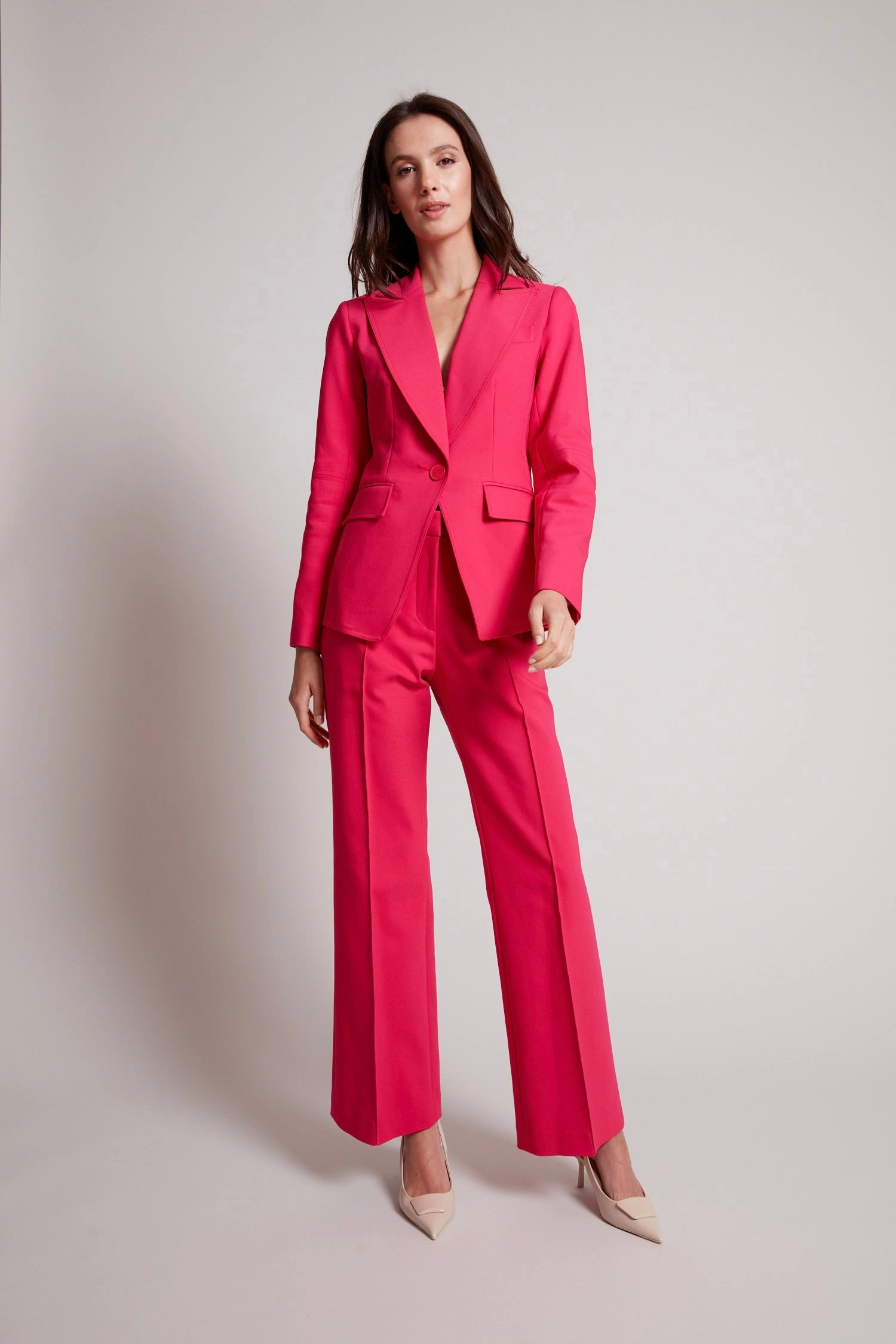 Laser cut Preston Pin Tuck Pants With Slant Pockets - Raspberry