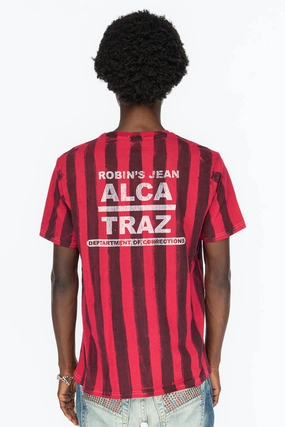 Light Breeze PRISONER BLACK/RED T-SHIRT  WITH RJ ALCATRAZ PRINT