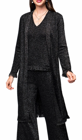 Ali Shimmery Duster Coat - Black Shimmer Softshell Construction Utility Pockets