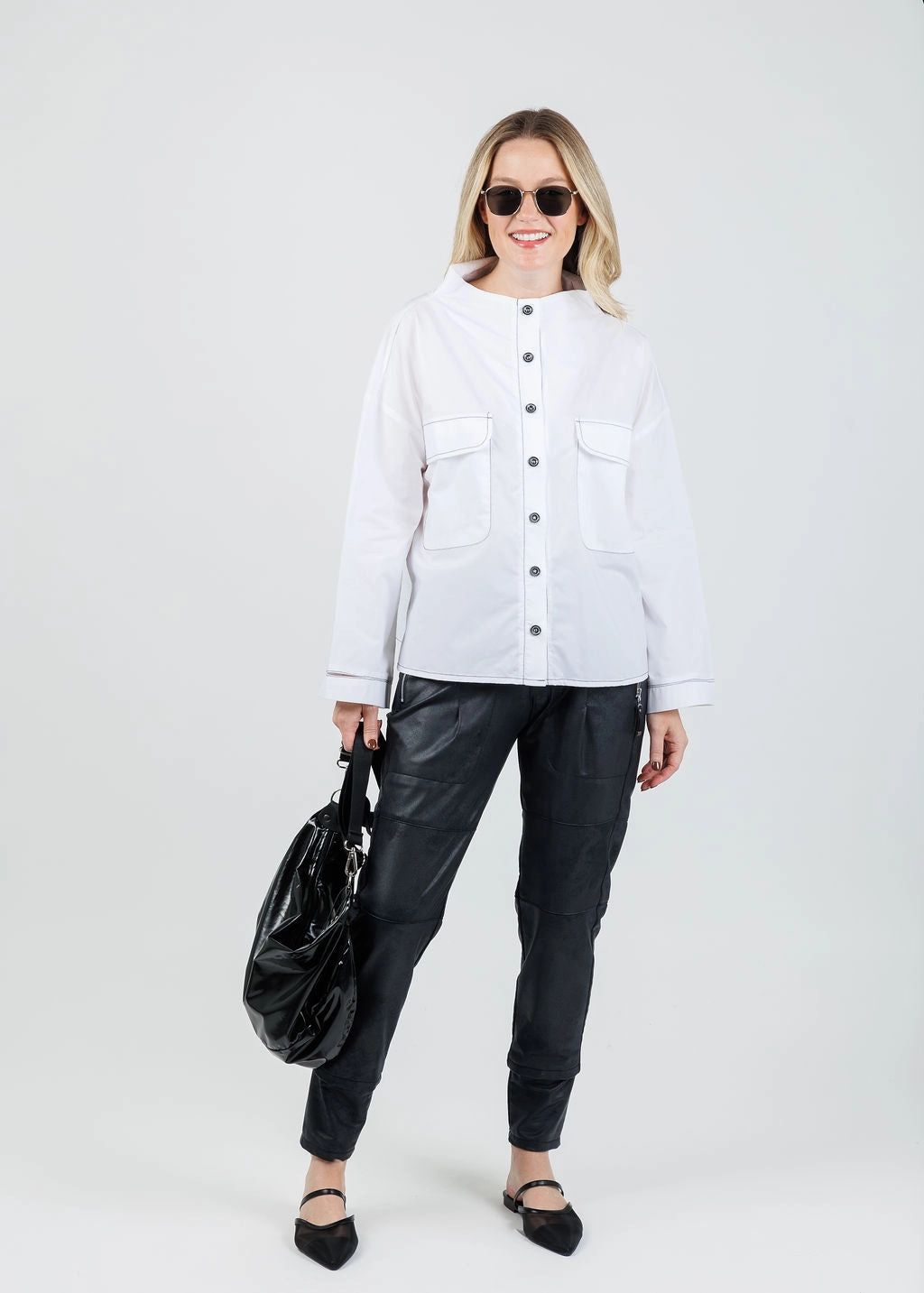 Norma Contrast Stitch Pocket Jacket - White/Black Wind Stop