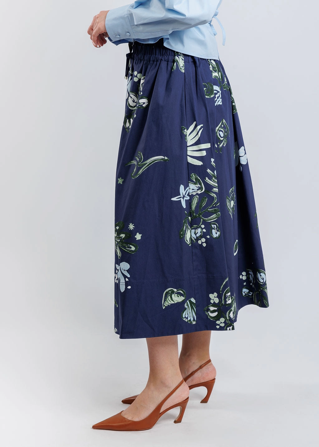 Zambia Printed Skirt - Navy Metallic Finish