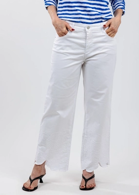 Chiara Crop Flower Pants - White All Day Use
