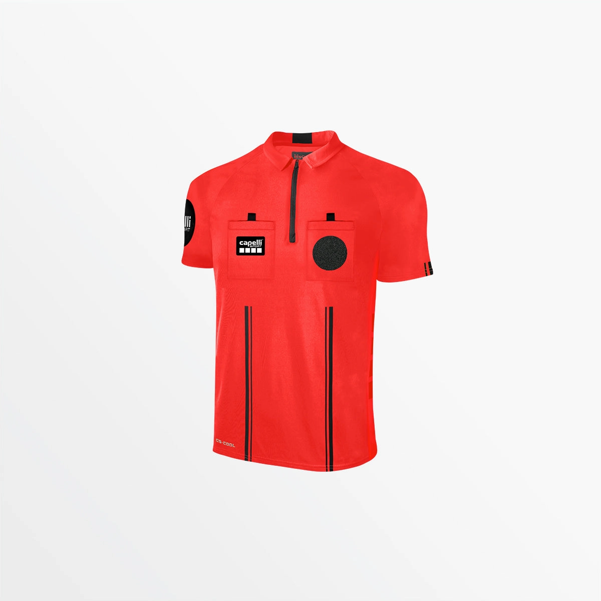 MEN'S OFFICIAL REFEREE 1/4 ZIP SHORT SLEEVE JERSEY Self Fabric Tie Wicking Inner Lining