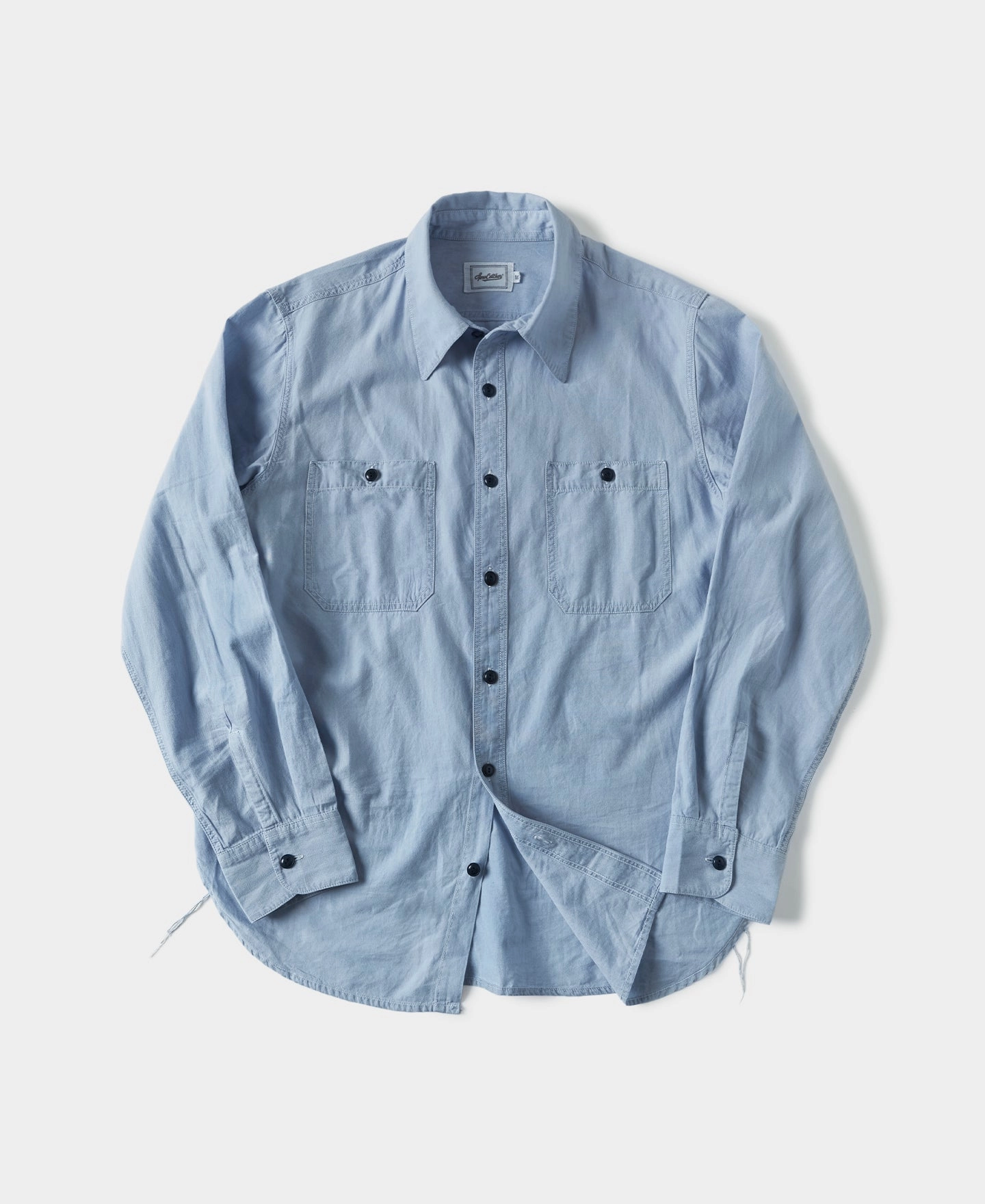 Durable Thread Construction Military Wash Chambray Workshirt - Washed Blue