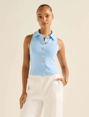Tilly Button Detail Halter Top Zero Waste Cut Pattern Summer Polo