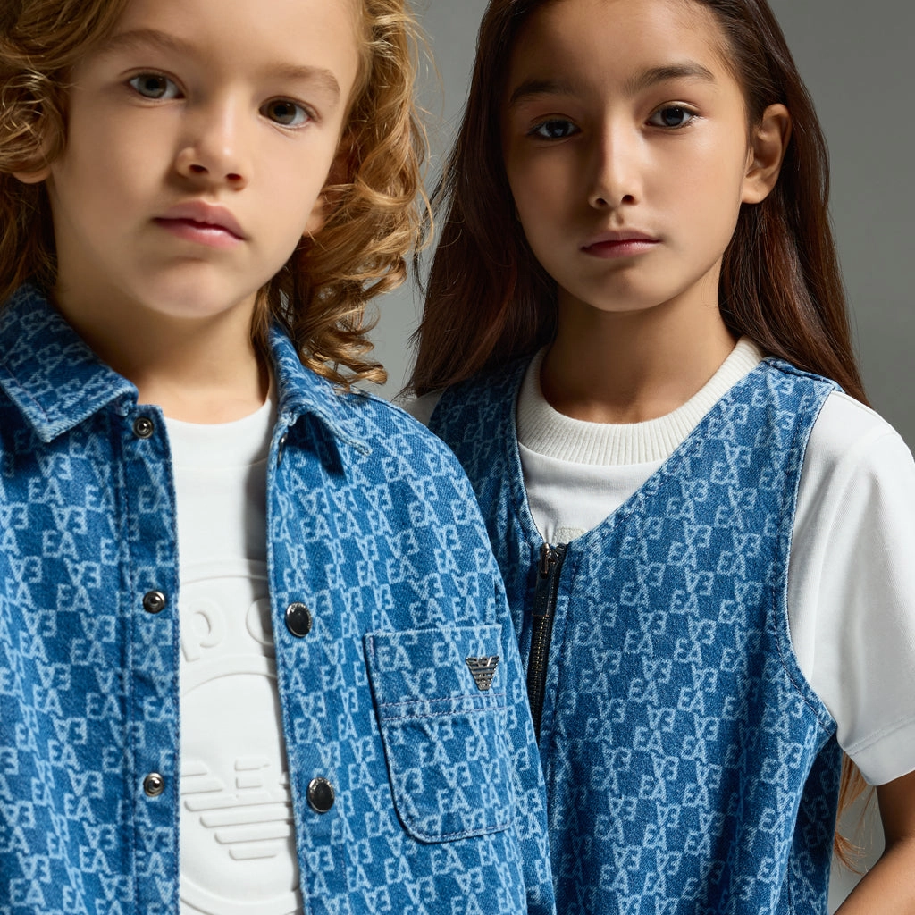 BreathableMaterial Soft Material Emporio Armani Junior Logo All-Over Shirt