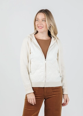 Chilly Wear Quilted Zip Front Sweater - Cream