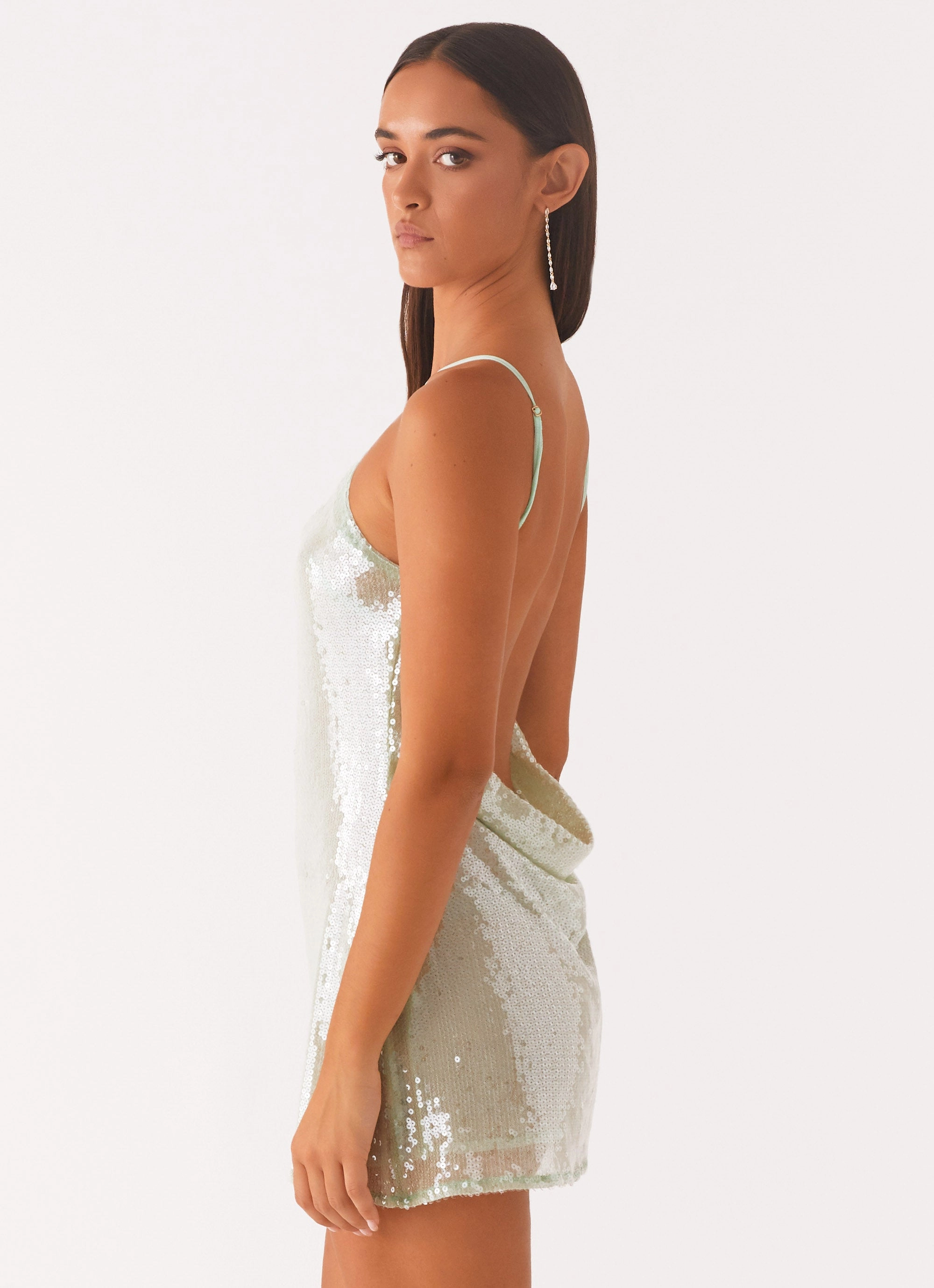 Feminine Energy Radiant Energy Cowl Back Mini Dress - Mint