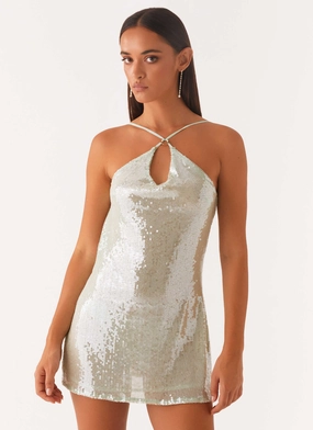 Sophisticated Cut Brunch Glow Radiant Energy Cowl Back Mini Dress - Mint