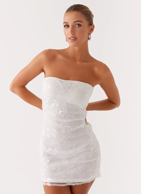 Cool Palette Moorey Beaded Mini Dress - White Silver