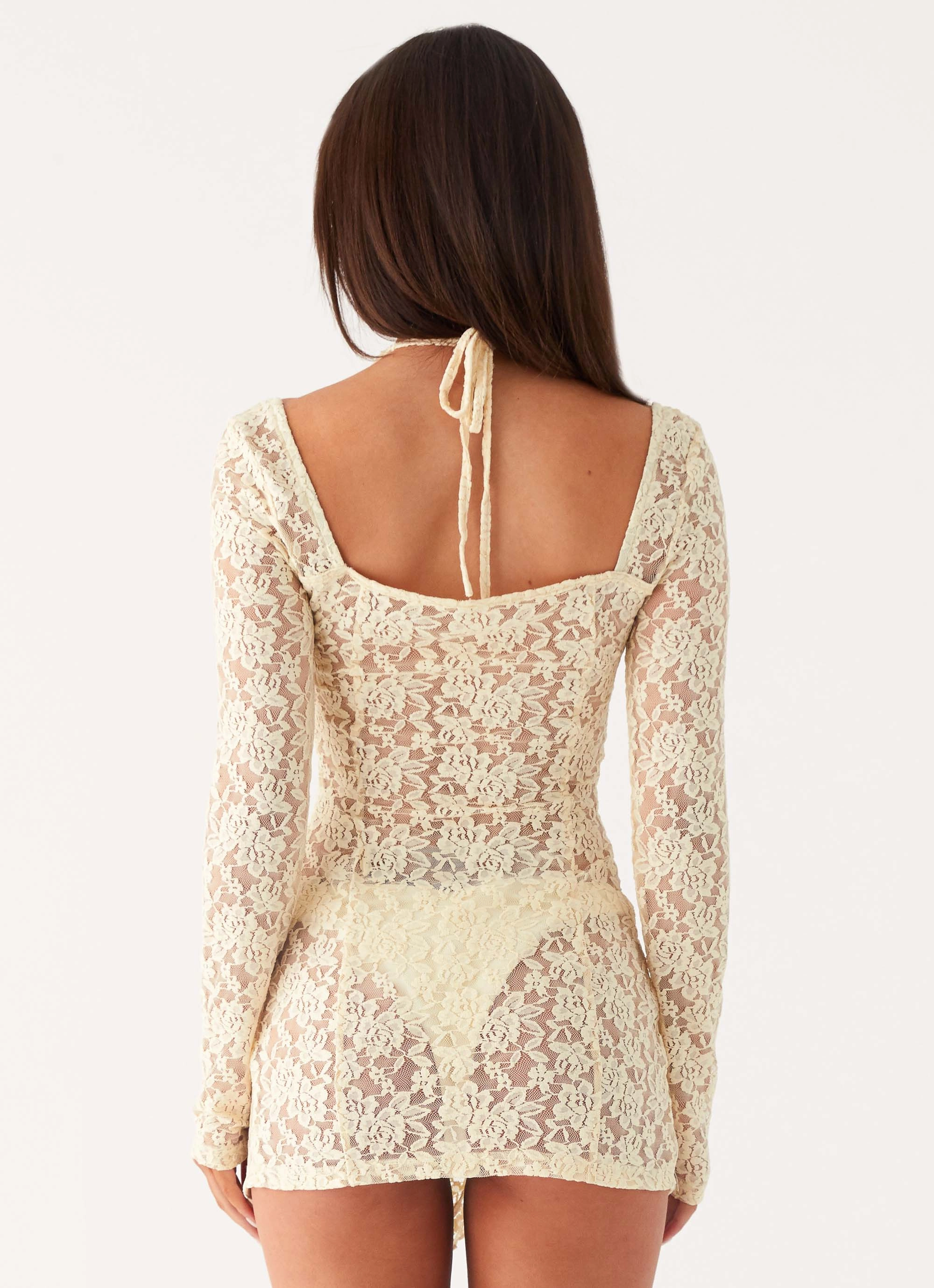 Tailored Cut Rarri Lace Mini Dress - Ivory