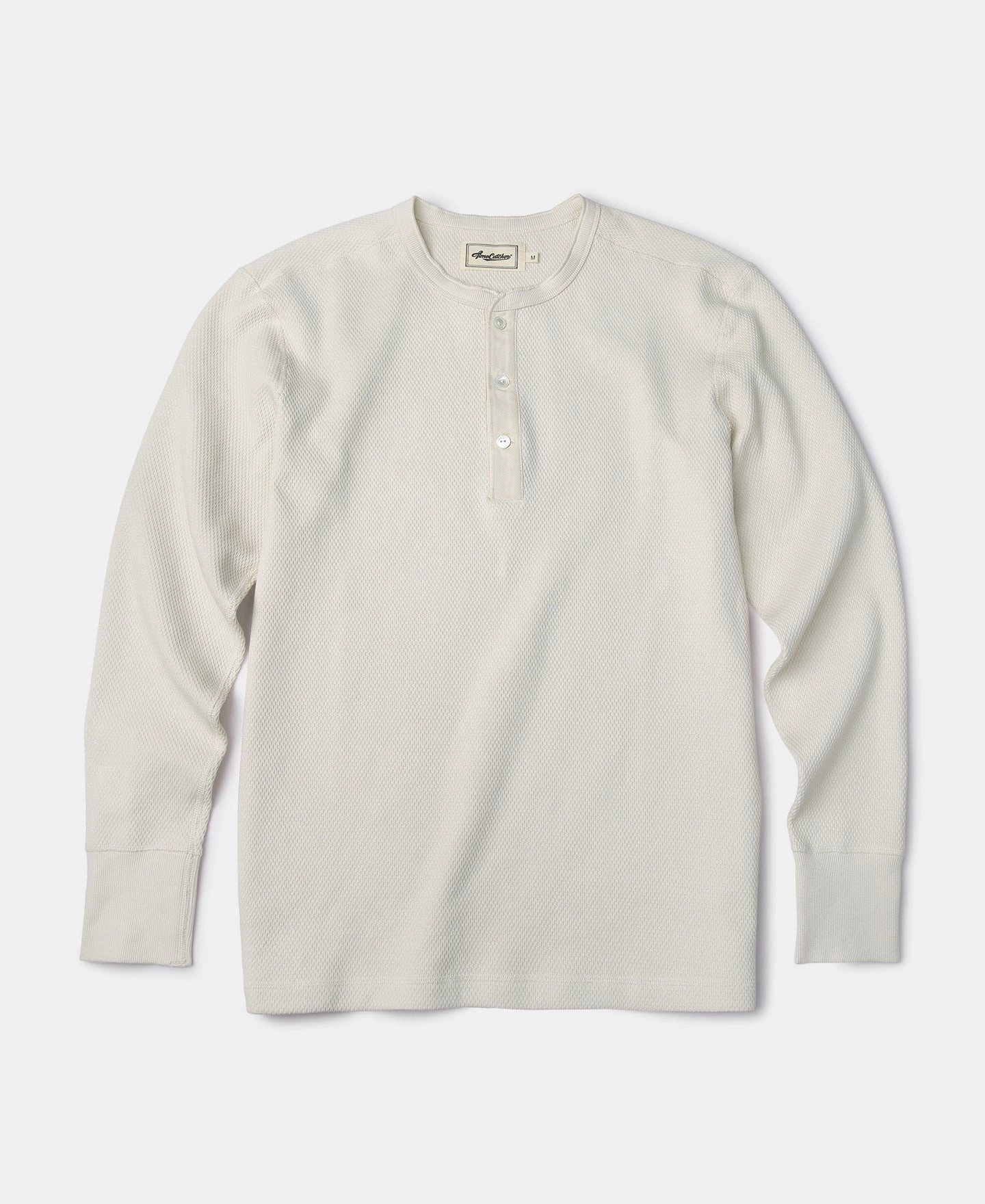 Raschel Knit Thermal Henley Shirt Casual Mode