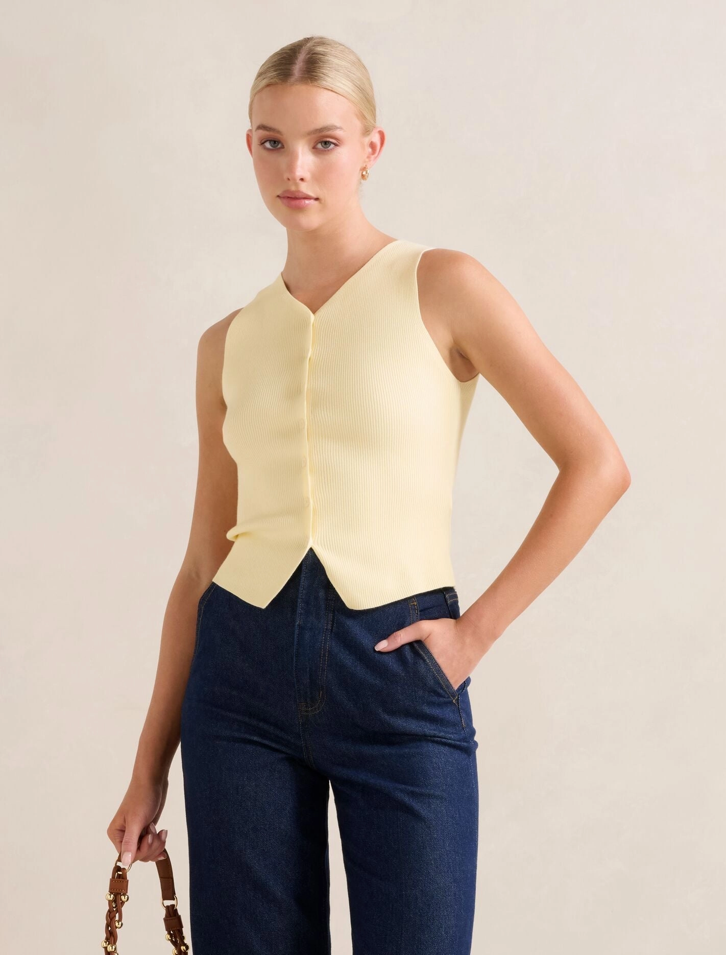 Raya Ribbed Knitted Tank Top Non Slip Shoulder Seams VentilatedBackPanel