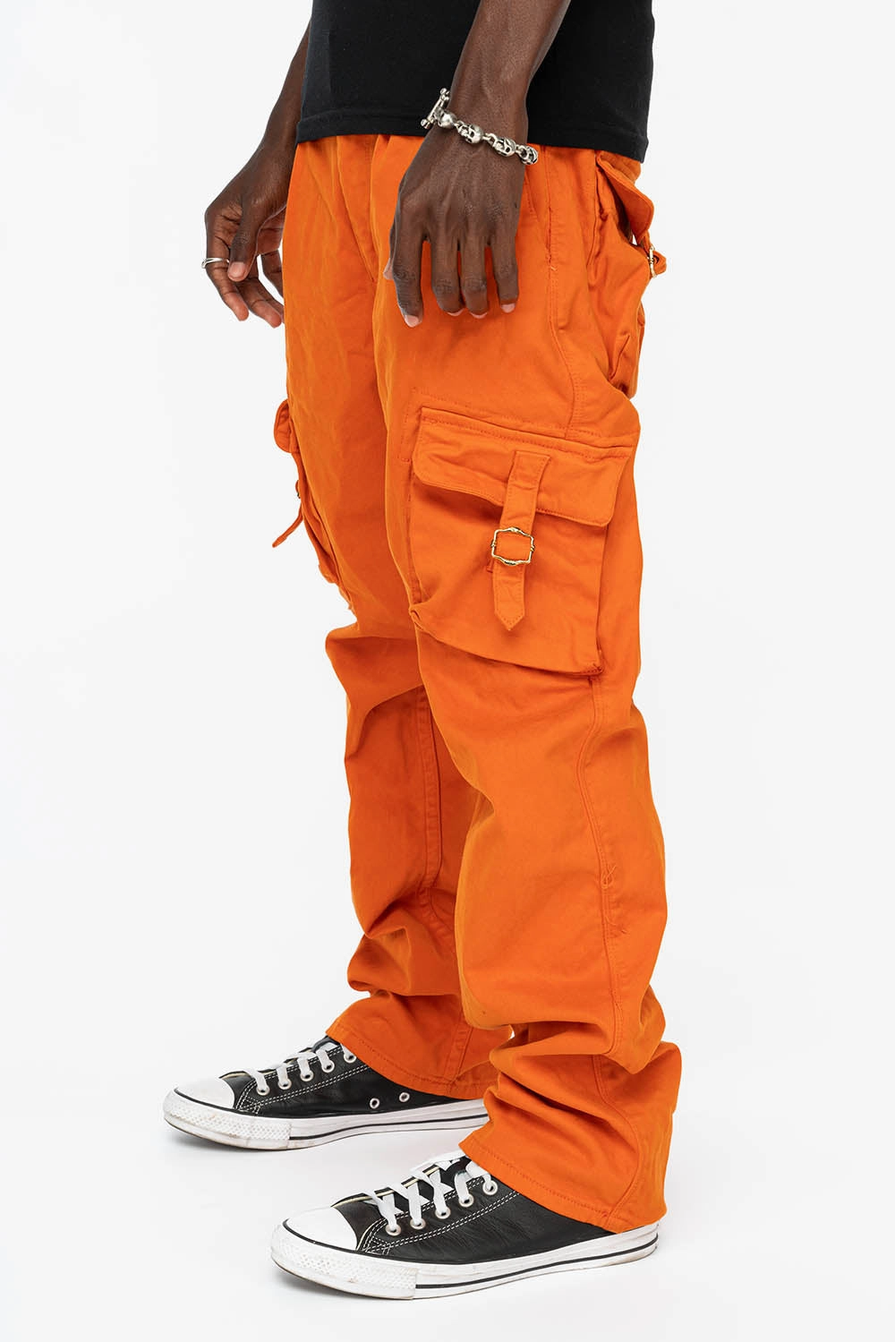 ROBINS NEW MILITARY STYLE CARGO PANTS IN ORANGE COLOR WASH Timeless Option