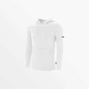 Stretch Waistband Design Warm Layer YOUTH BASICS FLEECE PULLOVER HOODIE WITH SLEEVE LOGO