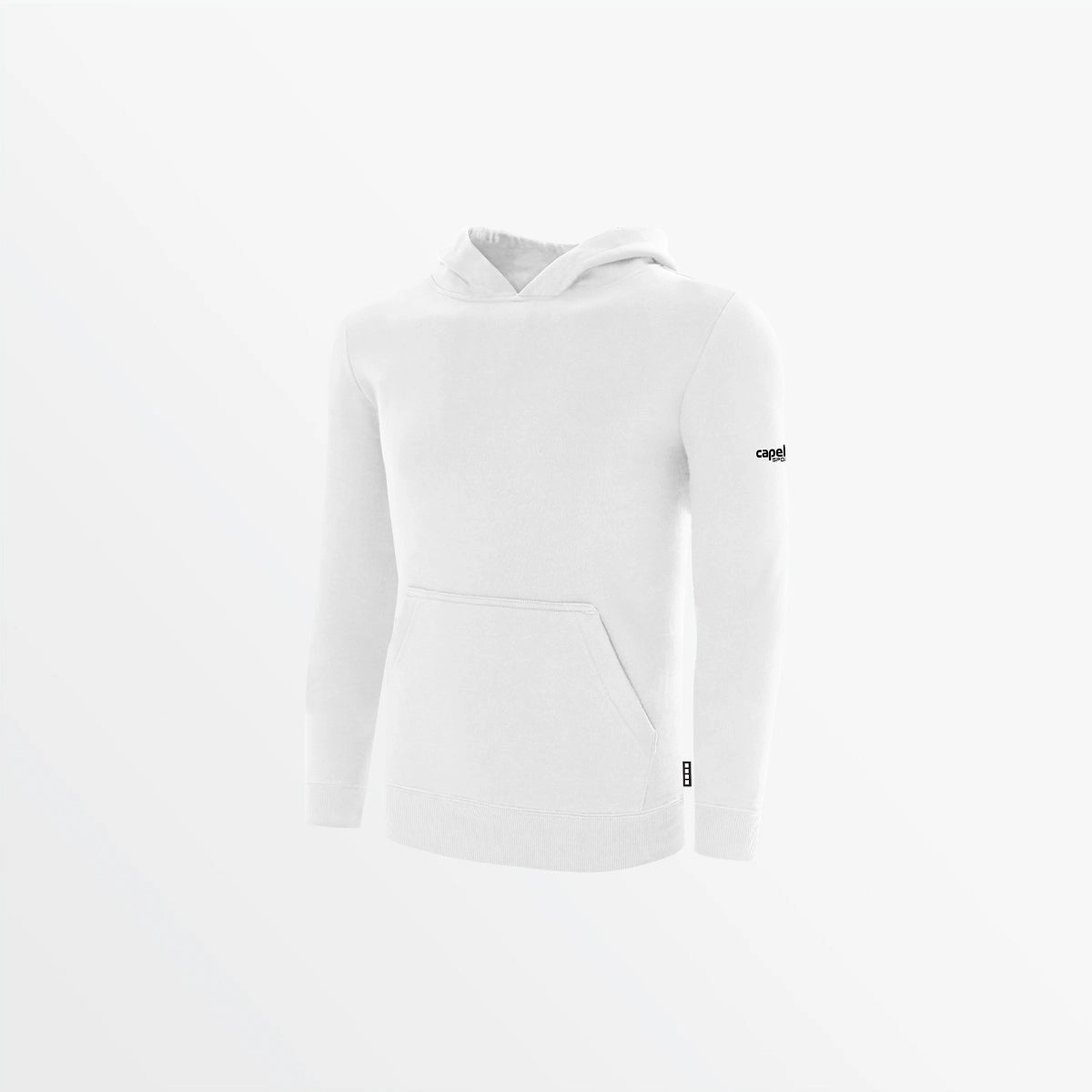 Stretch Waistband Design Warm Layer YOUTH BASICS FLEECE PULLOVER HOODIE WITH SLEEVE LOGO