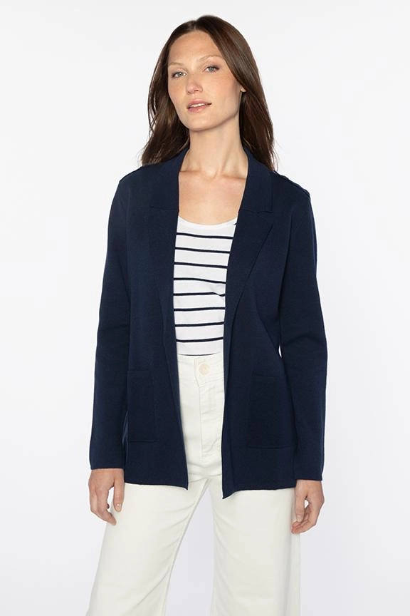 Everyday Ease High Neckline Easy Notch Collar Cardigan