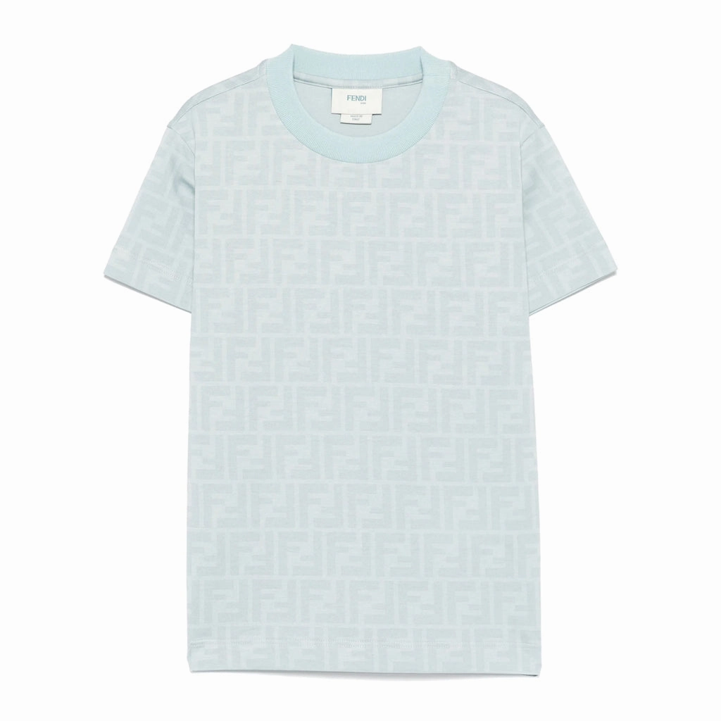Sporty Active Wear Pre Shrunk Cotton Fendi Kids FF Logo Print T-shirt