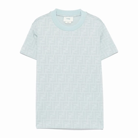 Sporty Active Wear Pre Shrunk Cotton Fendi Kids FF Logo Print T-shirt