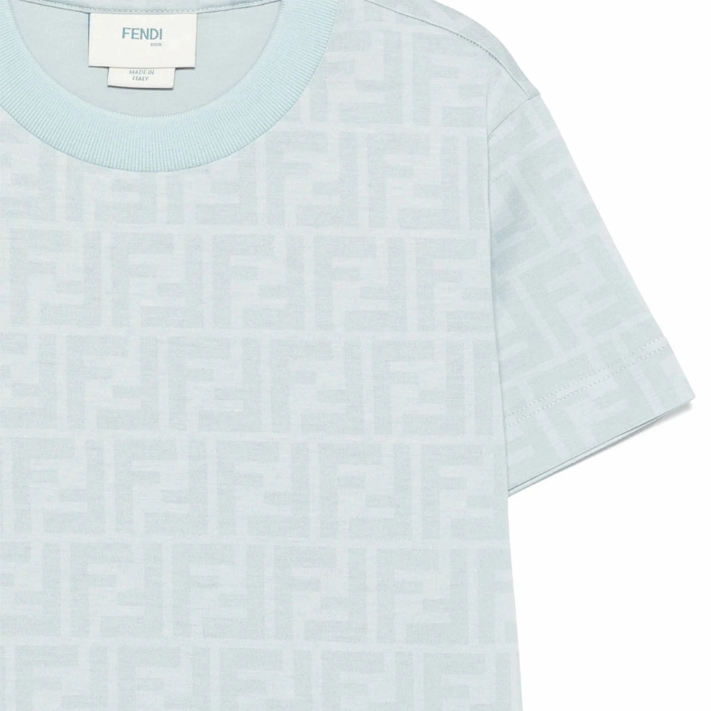 Fendi Kids FF Logo Print T-shirt Wide Neck Opening Vintage Look