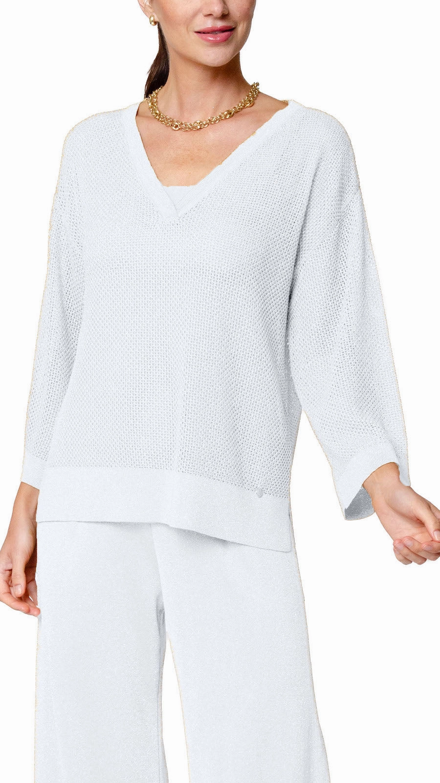 Unisex Design Seasonal Collection Angelina Mesh Top - Silver White