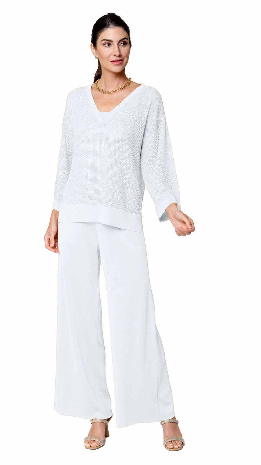 Angelina Mesh Top - Silver White Autumn Look