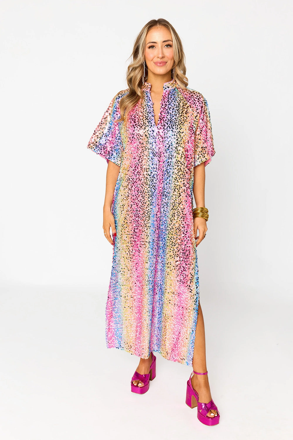 Heritage-Brand Beaded-Sleeve Leighton Sequin Midi Dress - Loving Me