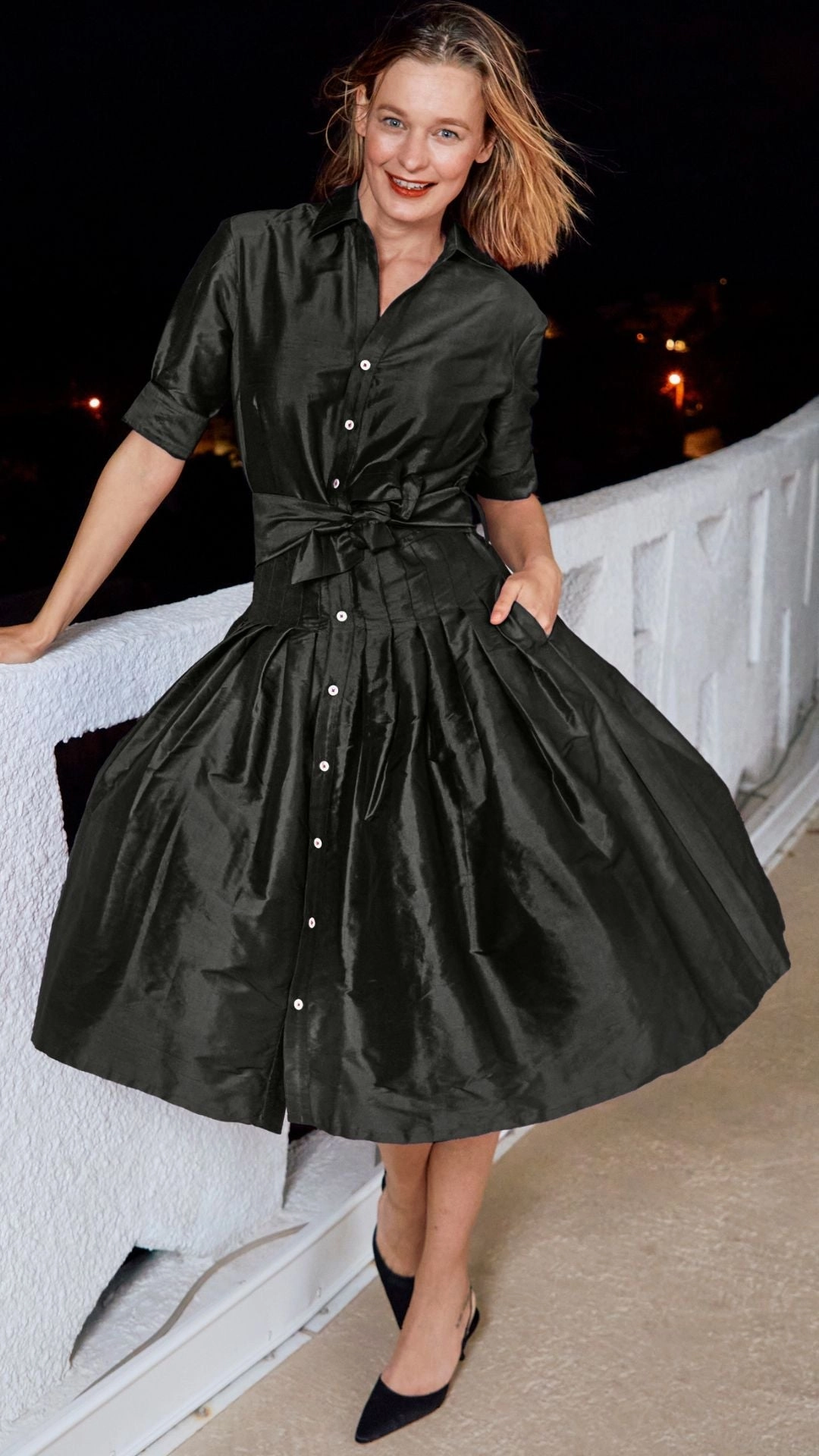 Mrs Maisel Silk Dress - Black urban vibe