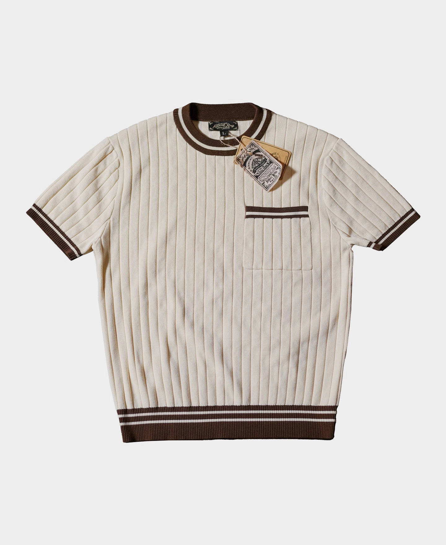 Contrast Ribbed Crew Neck Knit T-Shirt AntiPilling Treatment