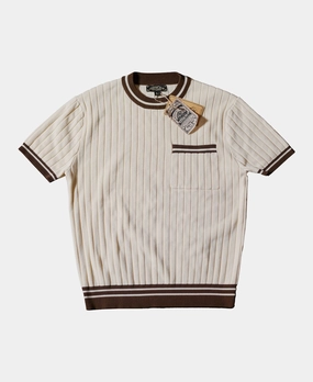 Chilly Comfort Wear Contrast Ribbed Crew Neck Knit T-Shirt