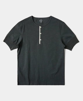 Sporty Flex Outdoor Essentials 1900s 9.8 oz Slub Cotton Henley T-Shirt - Vintage Black