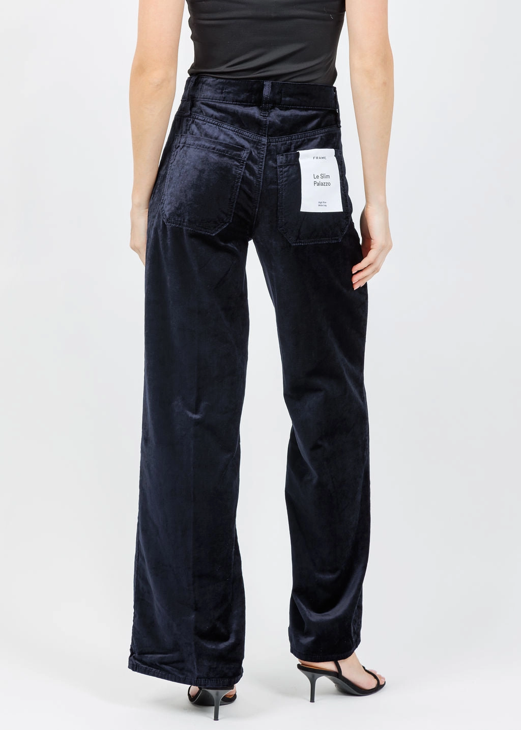 Le Slim Palazzo Modernist Pocket Jeans - Navy Velvet Multi Panel Construction Stretch Material