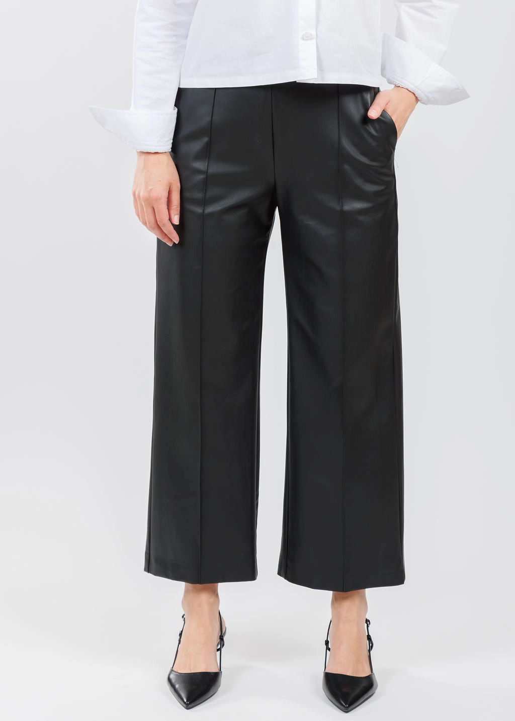 AntiSnagZippers Chiara Crop Vegan Leather Pants - Black