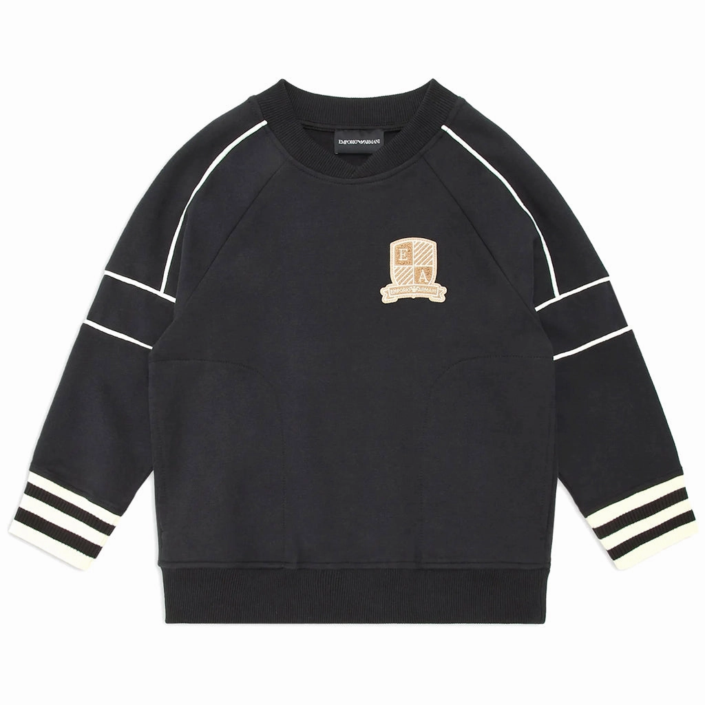 Thermoregulating Fabric OdorControl Emporio Armani Junior Oversized Sweatshirt In Jersey With Logo Crest Patch