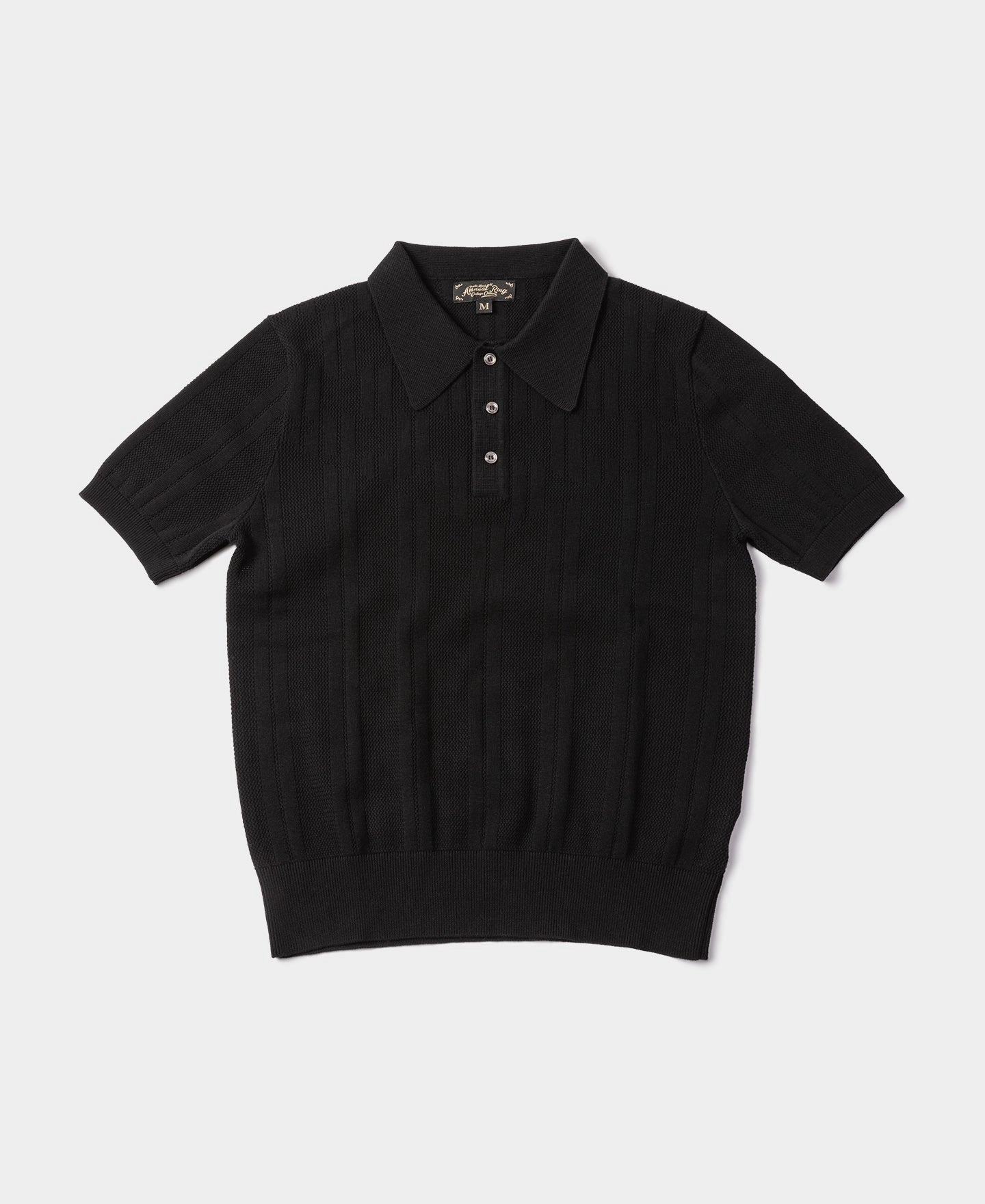 Retro Knitted Jacquard Polo Shirt - Black Comfortable And Versatile Trendy Vibes