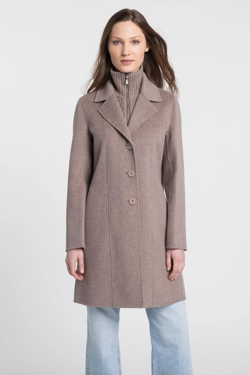 Knit Insert Notch Collar Coat Autumn Wear