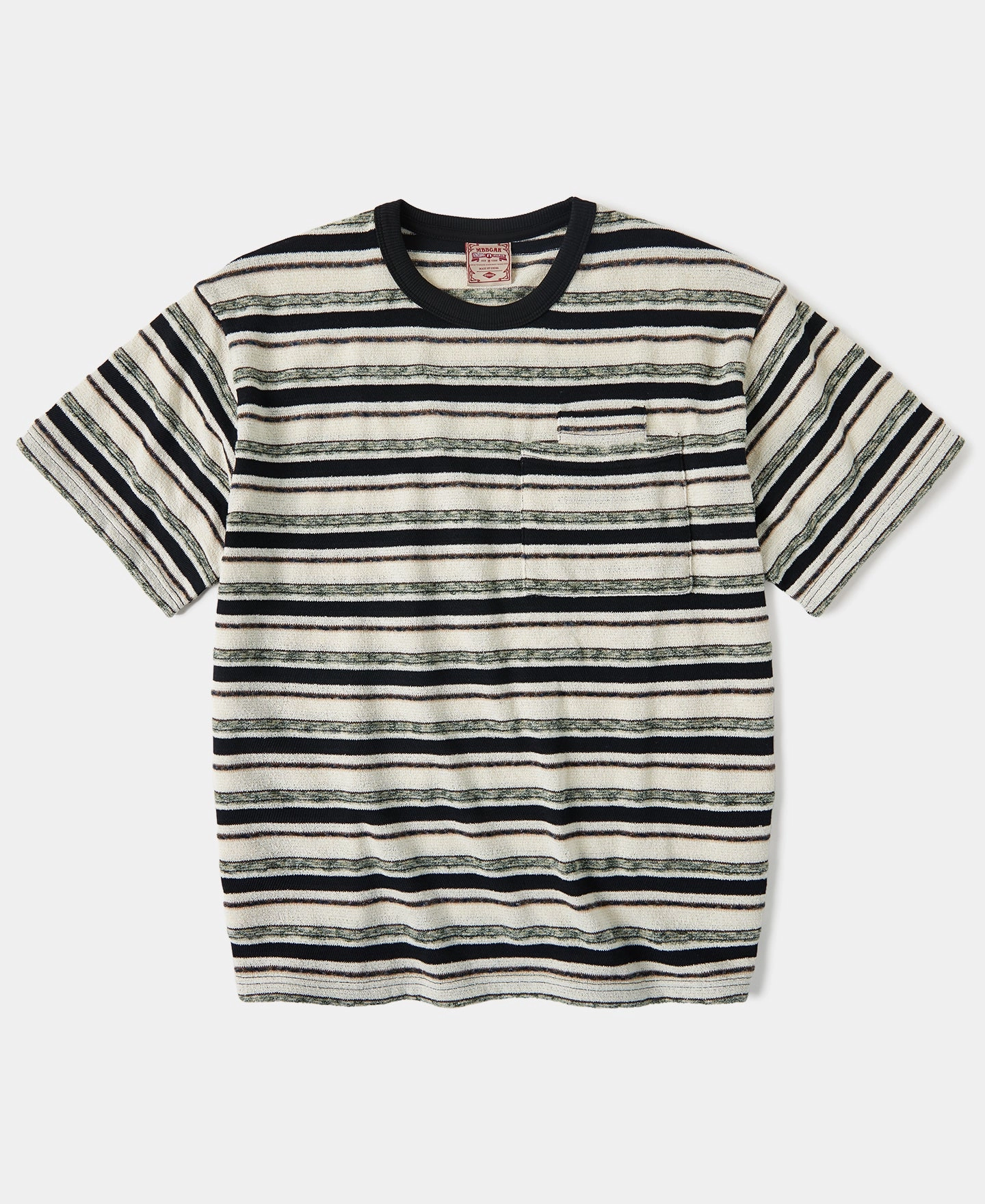 Comfortable apparel Striped Terry Comfort Dual-Pocket T-Shirt