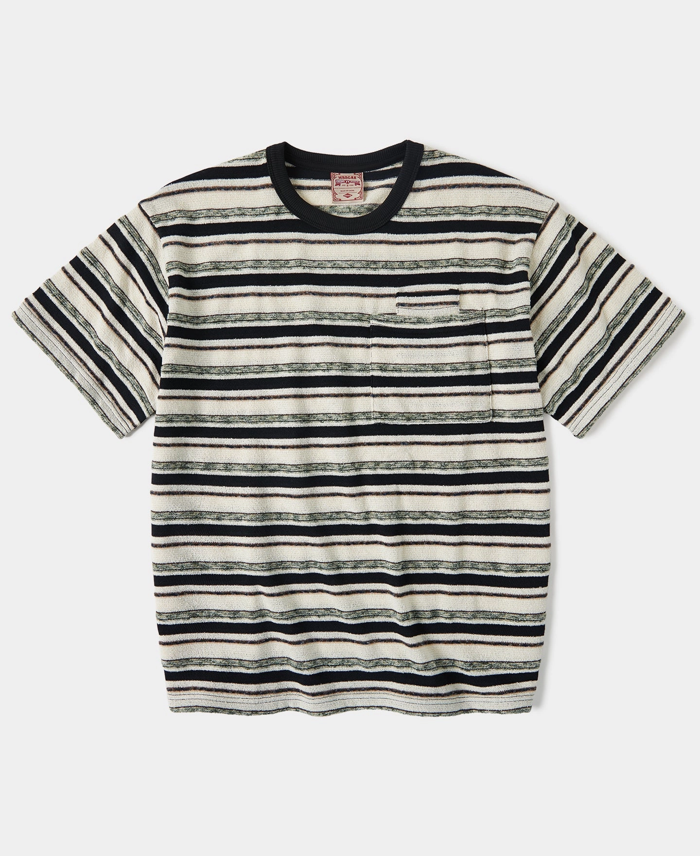 Striped Terry Comfort Dual-Pocket T-Shirt Wrinkle Resistant Cloth Essential Fit