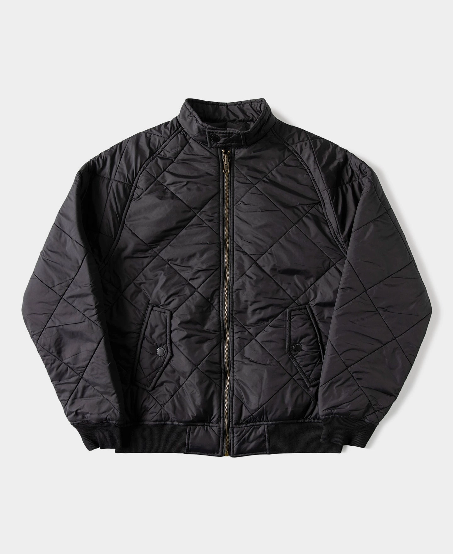 Reversible Diamond Quilted Stand-Collar Jacket - Black Smart Design