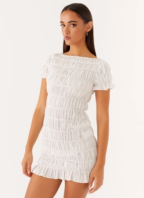 Comfortable Style Rita Ruched Mini Dress - White