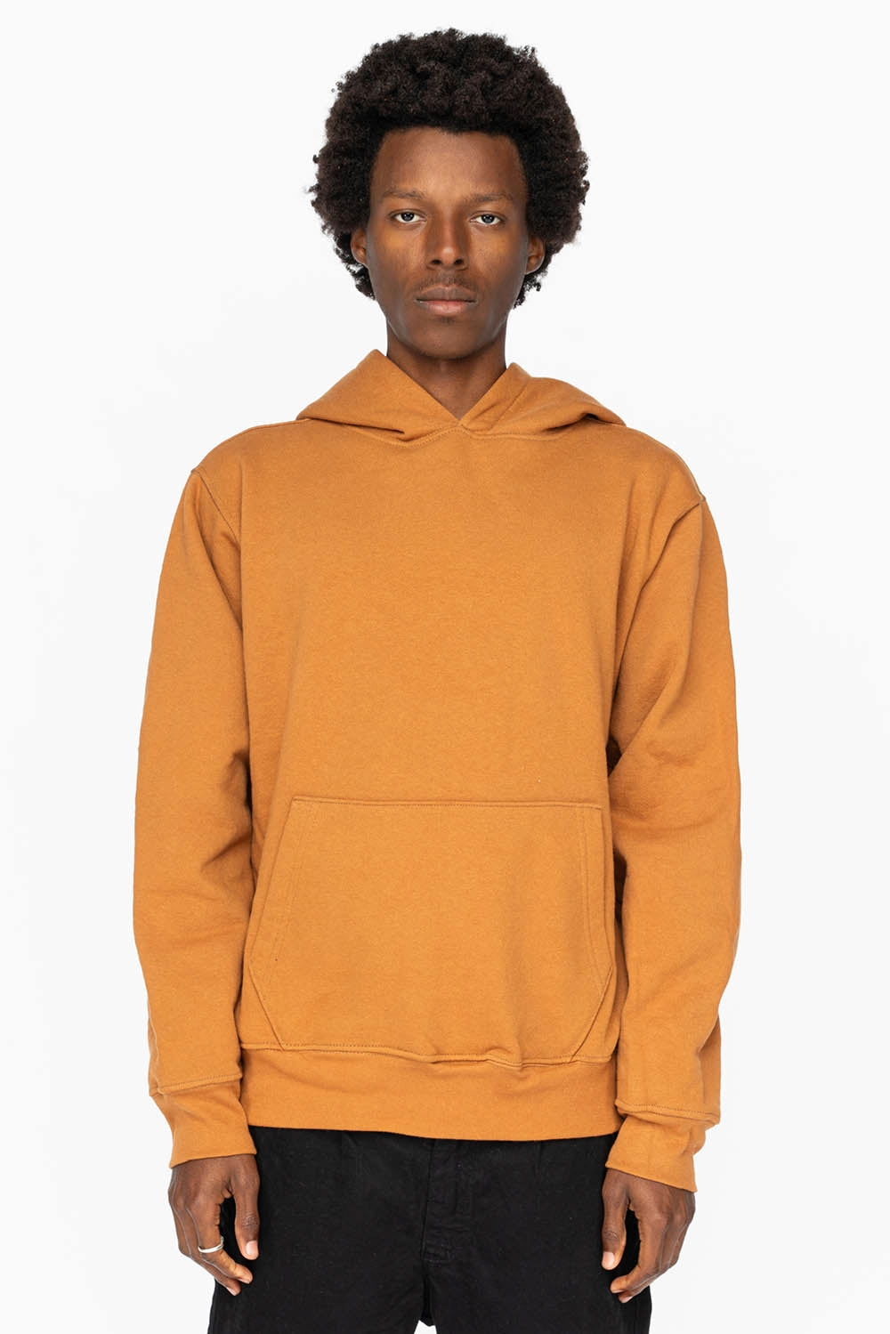 Front Pocket Sports Style ROBIN??S HEAVY WEIGHT NATIVE AMERICAN CHIEF PULLOVER HOODIE IN CARAMEL