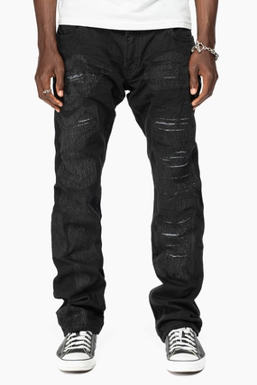 ROBIN'S LIMITED EDITION REPAIRED JEANS IN BLACK WASH WITH BLACK DIAMOND AND JET BLACK CRYSTALS Quick Pick standard fit