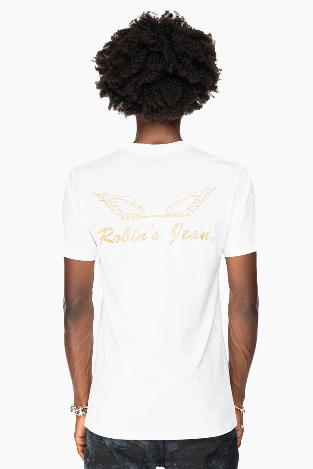 Urban Look ROBIN??S LOGO WINGS TEE IN WHITE GOLD GLITTER