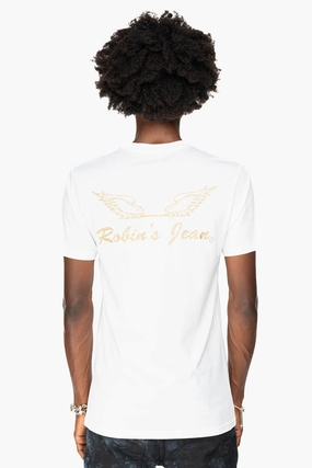 Urban Look ROBIN??S LOGO WINGS TEE IN WHITE GOLD GLITTER