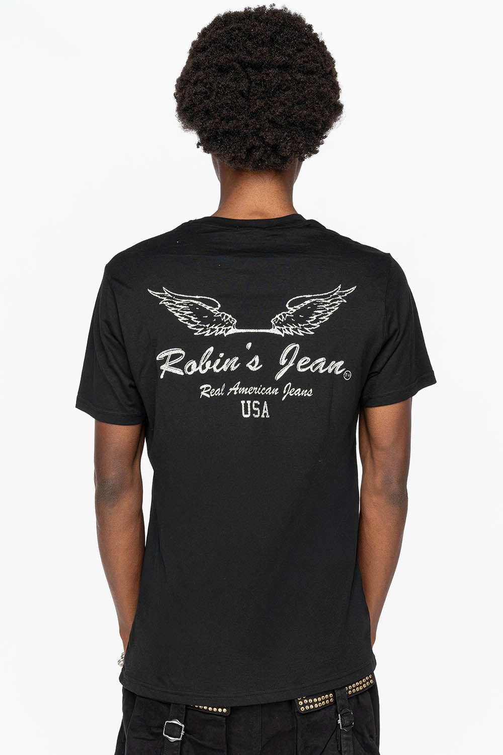 Chilly Day Comfort ROBIN WINGS TEE IN BLACK SILVER GLITTER