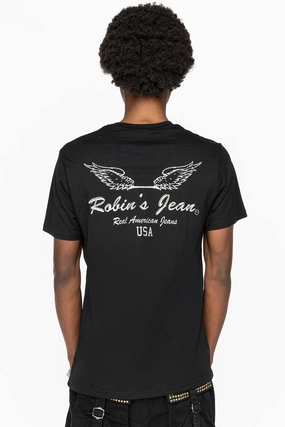 Chilly Day Comfort ROBIN WINGS TEE IN BLACK SILVER GLITTER