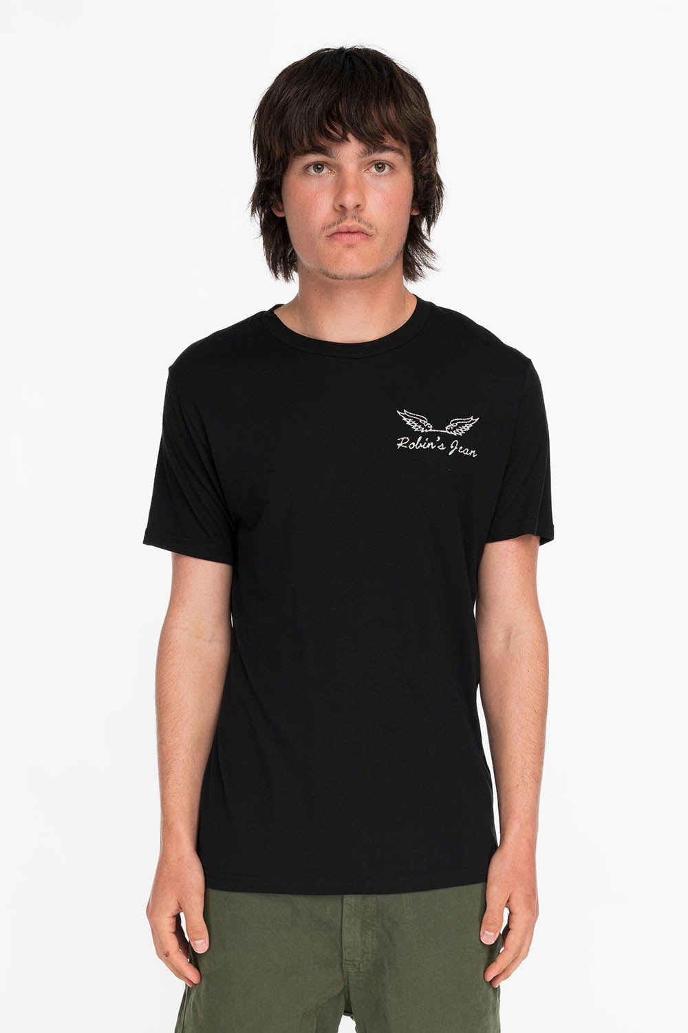 Breathable Performance ROBINS HERALDY CREST SILVER GLITTER TEE IN BLACK